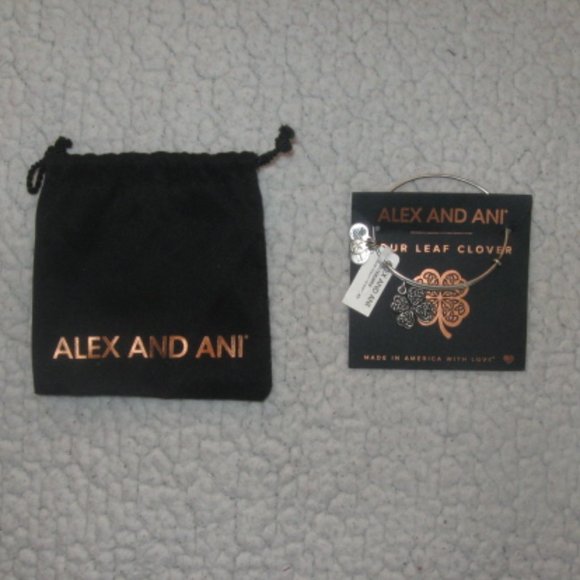 Alex and Ani Four Leaf Clover Charm Bangle Bracelet - Picture 1 of 4
